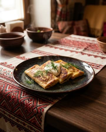 Benderyky, panierte Pfannkuchenrollen mit Hähnchen, ukrainisches Gericht, Restaurant „Smachno u Yany“ im Galeria Kaufhof Köln