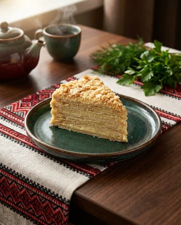 Napoleon-Torte, ukrainisches Gericht, Restaurant „Smachno u Yany“ im Galeria Kaufhof Köln